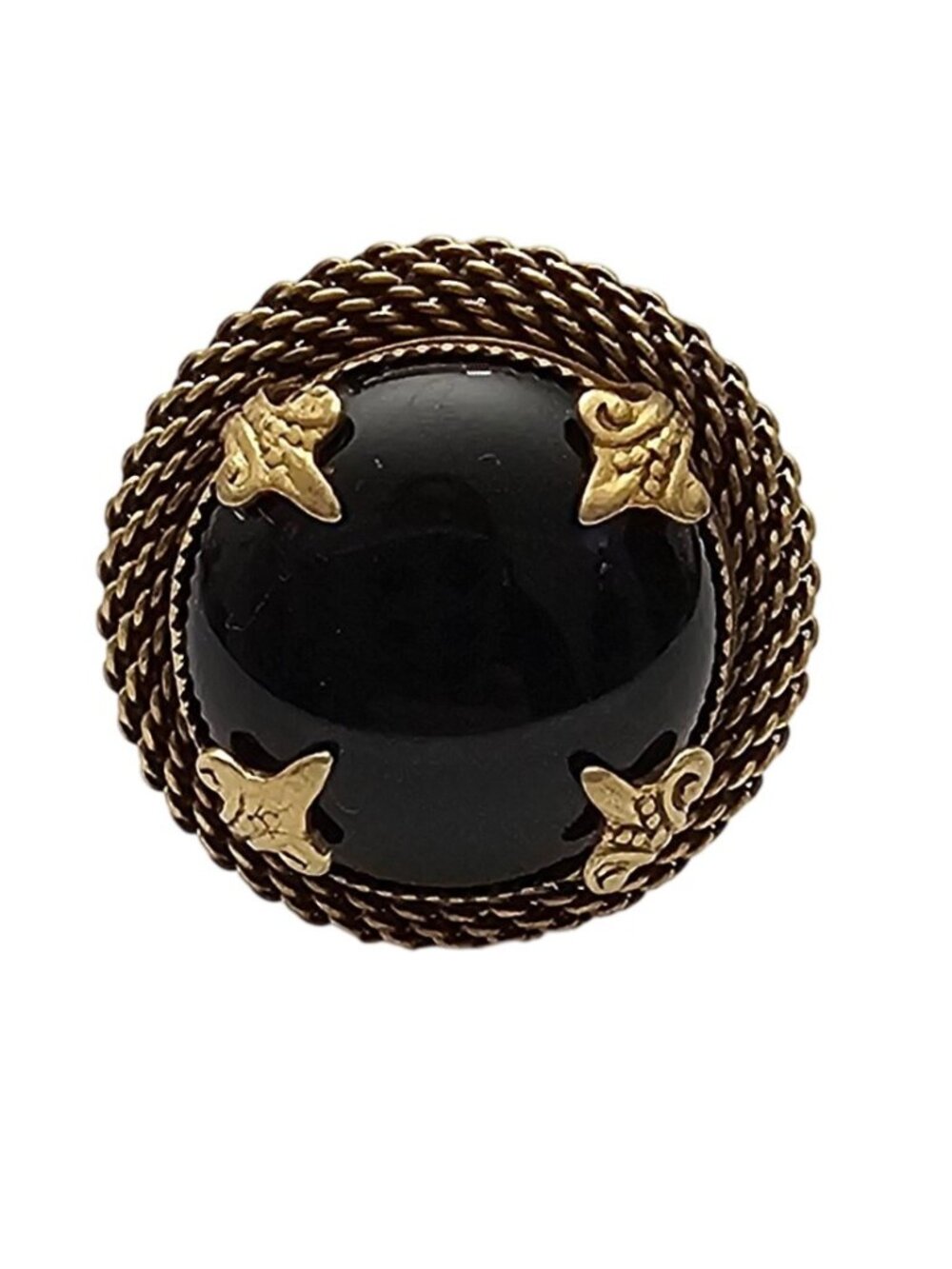 Jan Michaels Round Black Onyx Ring, Size 8.5 Signed, J686